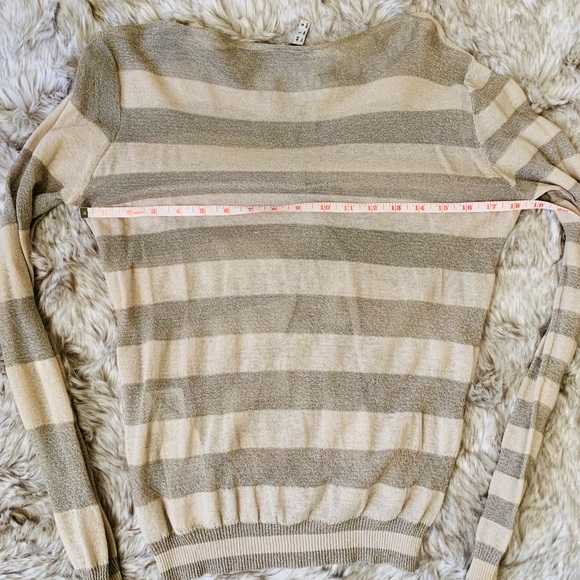 Armani Sheer Transparent Striped Gold Cardigan Sweater - Picture 3 of 8